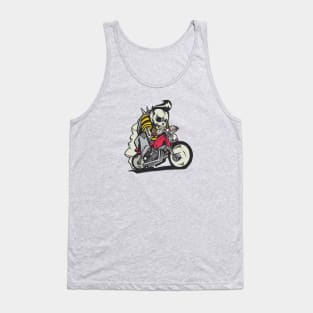 Retro Greaser Skeleton on Motorcycle Tank Top